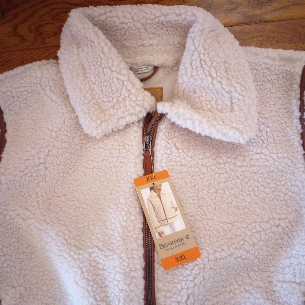 BEARPAW Women’s Size Plus XXL Moto Faux Shearling Zip Winter Jacket NWT - Picture 3 of 5